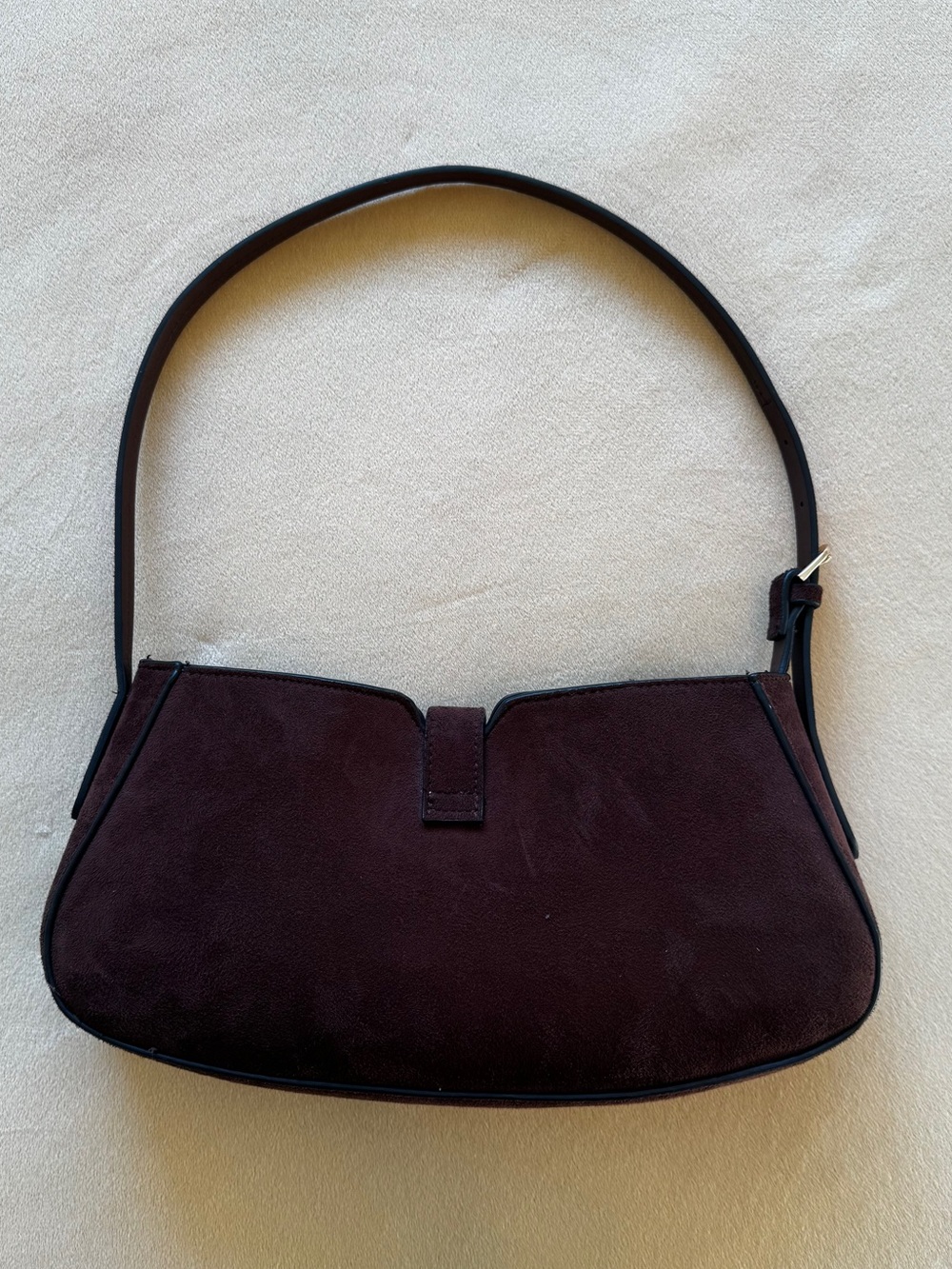 H&M Brown Suede Shoulder Bag with Gold Clasp - Picture 2 of 5
